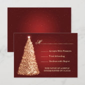 Gold Sparkle Wedding RSVP Red Kaartje (Voorkant / Achterkant)