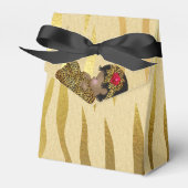 Gold Sparkle Zebra Print Favor Box Bedankdoosjes (Voorkant Zijde)