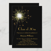Gold Sparkler Graduation Party Uitnodiging (Voorkant / Achterkant)