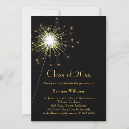 Gold Sparkler Graduation Party Uitnodiging