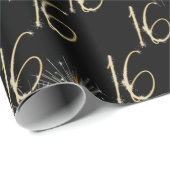 Gold Sparklers voor 16e verjaardag Cadeaupapier (Rol Hoek)