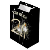 Gold Sparklers voor 21e verjaardag Medium Cadeauzakje (Voorkant Gekanteld)