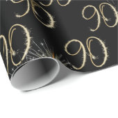 Gold Sparklers voor 90e verjaardag Cadeaupapier (Rol Hoek)