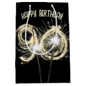 Gold Sparklers voor 90e verjaardag Medium Cadeauzakje (Voorkant)