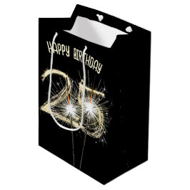 Gold Sparklers voor de 25e verjaardag Medium Cadeauzakje