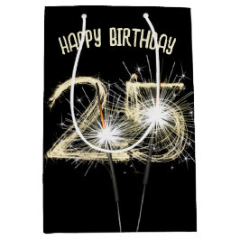 Gold Sparklers voor de 25e verjaardag Medium Cadeauzakje