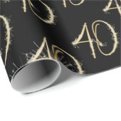 Gold Sparklers voor de 40e verjaardag Cadeaupapier (Rol Hoek)