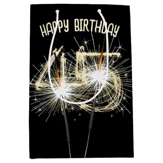Gold Sparklers voor de 45e verjaardag Medium Cadeauzakje (Voorkant)