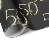 Gold Sparklers voor de 50e verjaardag Cadeaupapier (Rol Hoek)