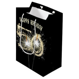 Gold Sparklers voor de 50e verjaardag Medium Cadeauzakje