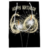 Gold Sparklers voor de 60e verjaardag Medium Cadeauzakje (Voorkant)