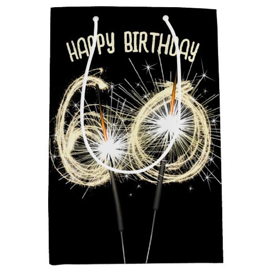 Gold Sparklers voor de 60e verjaardag Medium Cadeauzakje (Voorkant)
