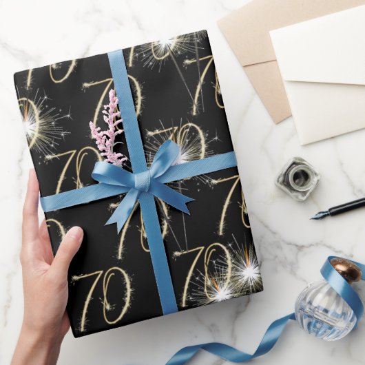 Gold Sparklers voor de 70e verjaardag Cadeaupapier (Geschenken)