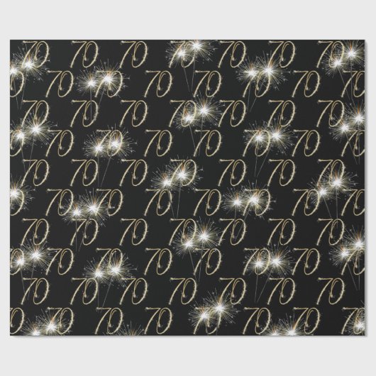 Gold Sparklers voor de 70e verjaardag Cadeaupapier (Vlak)