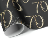 Gold Sparklers voor de 70e verjaardag Cadeaupapier (Rol Hoek)
