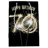 Gold Sparklers voor de 70e verjaardag Medium Cadeauzakje (Voorkant)