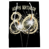 Gold Sparklers voor de 80e verjaardag Medium Cadeauzakje (Voorkant)