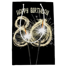Gold Sparklers voor de 80e verjaardag Medium Cadeauzakje