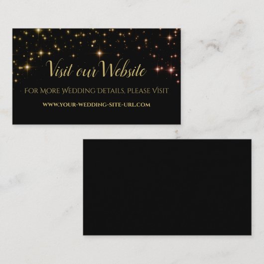 Gold Sparkles Bruiloft Bezoek onze website Kaart (Voorkant / Achterkant)