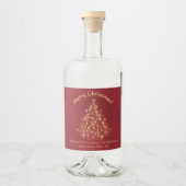 Gold Sparkles kerstboom op Red Fun Holiday Likeurfles Etiket (Voorkant)