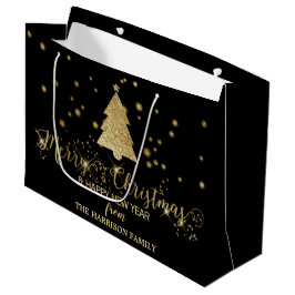 Gold Sparkles Merry kerstboom Black Groot Cadeauzakje