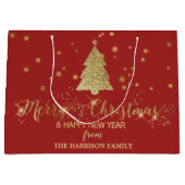 Gold Sparkles Merry kerstboom Red Groot Cadeauzakje (Voorkant)