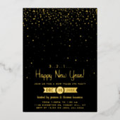 Gold Sparkles New Year's Eve Party Real Folie Uitnodiging (Voorkant)