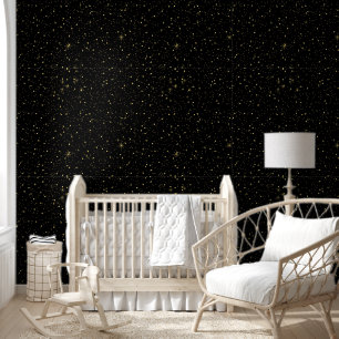 Gold Sparkles on Black Behang