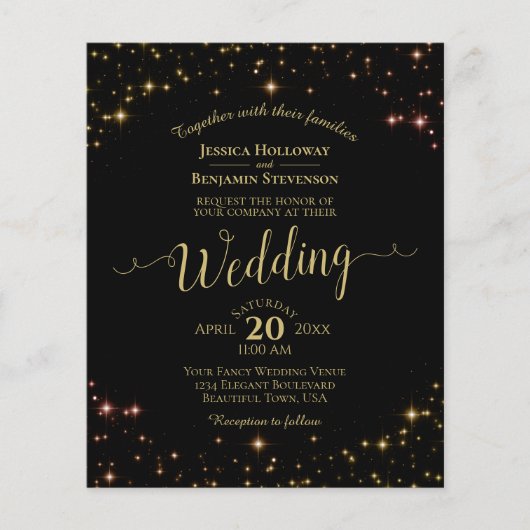 Gold Sparkles op Black BUDGET Weddenschap (Voorkant)