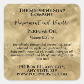 Gold Sparkles Parfum Roller Fleslabel Vierkante Sticker (Voorkant)