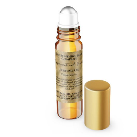 Gold Sparkles Parfum Roller Fleslabel Vierkante Sticker