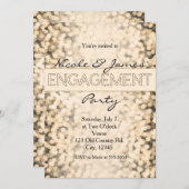 Gold Sparkling Lights Engagement Party Uitnodiging (Voorkant / Achterkant)