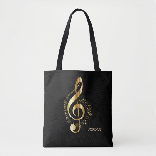 Gold Sparkly Clef Tote Bag (Voorkant)