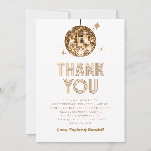Gold Sparkly Disco Ball Wedding Jubileum Bedankkaart (Voorkant)