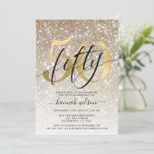 Gold Sparkly Glitter 50e verjaardag Kaart (Staand voorkant)