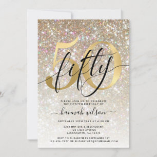 Gold Sparkly Glitter 50e verjaardag Kaart