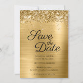Gold Sparkly Glitter en Ombre Folie Save The Date (Voorkant)