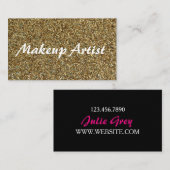 Gold Sparkly Glitter Makeup Artist Visitekaartje (Voorkant / Achterkant)