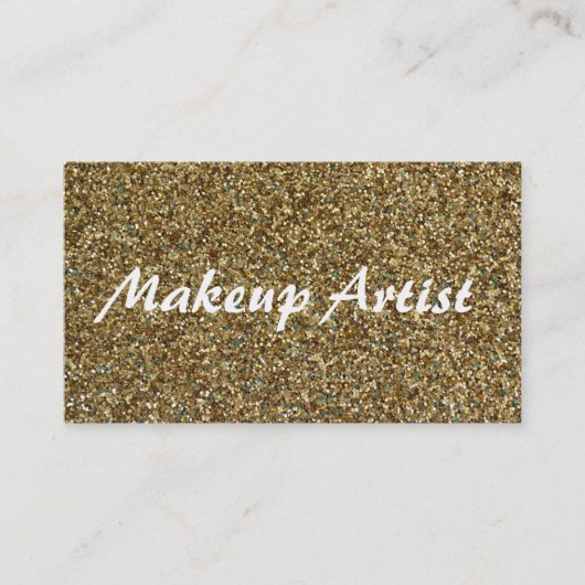 Gold Sparkly Glitter Makeup Artist Visitekaartje (Voorkant)