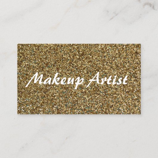 Gold Sparkly Glitter Makeup Artist Visitekaartje (Voorkant)