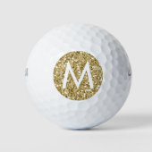 Gold Sparkly Glitter Modern Monogram Initiaal Golfballen (Voorkant)