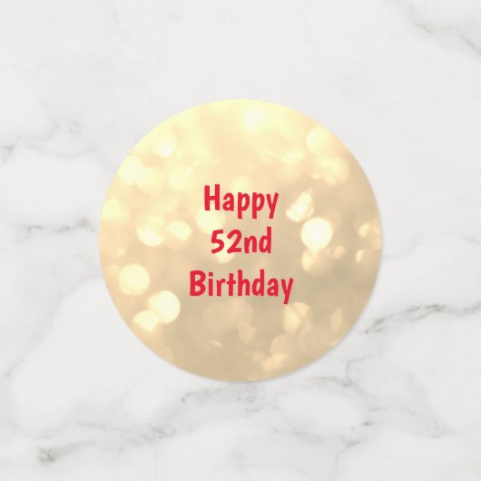 Gold sparkly Happy 52e verjaardag ballonontwerp Confetti (Kleine voorkant)