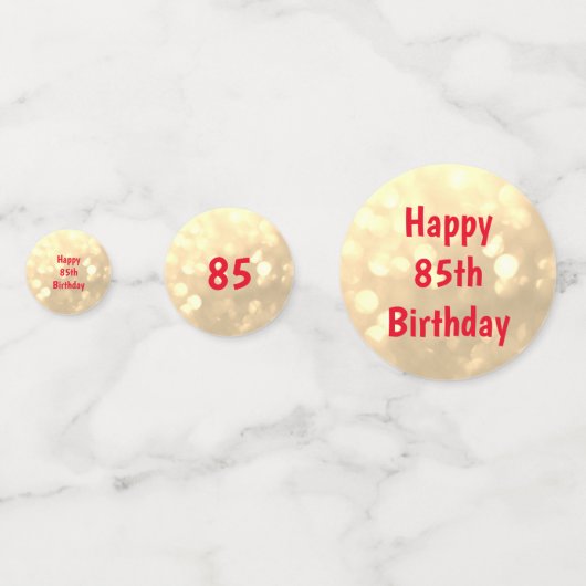 Gold sparkly Happy 85th Birthday ballonontwerp Confetti (Voorkanten)