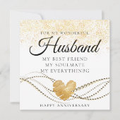 Gold Sparkly Husband Jubileum Kaart (Voorkant)