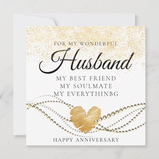 Gold Sparkly Husband Jubileum Kaart (Voorkant)