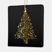 Gold Sparkly-kerstboom Keramisch Ornament (Links)