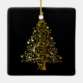 Gold Sparkly-kerstboom Keramisch Ornament (Achterkant)
