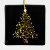 Gold Sparkly-kerstboom Keramisch Ornament (Voorkant)