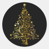 Gold Sparkly-kerstboom Ronde Sticker (Voorkant)