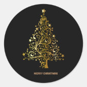 Gold Sparkly-kerstboom Ronde Sticker (Voorkant)